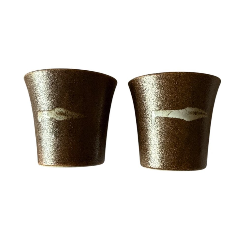 Vintage Mid Century Pottery Cups - Set of 2